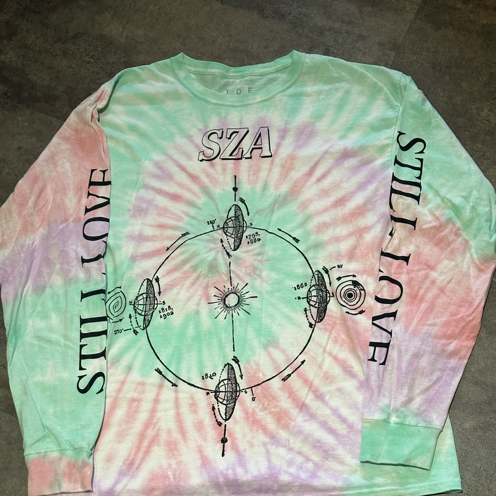 TDE SZA Tie-Dye Long Sleeve Shirt with Graphic Print